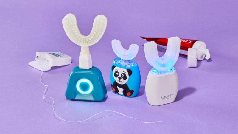 An assortment of whole-mouth toothbrushes that brush all of your teeth at once, in the span of 30 seconds.